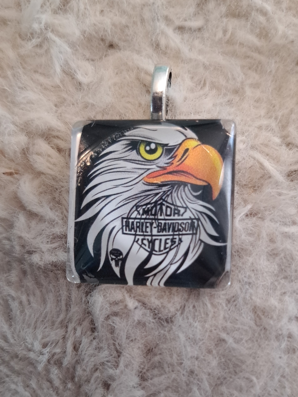 Hand Crafted Glass tile pendant necklace Eagle